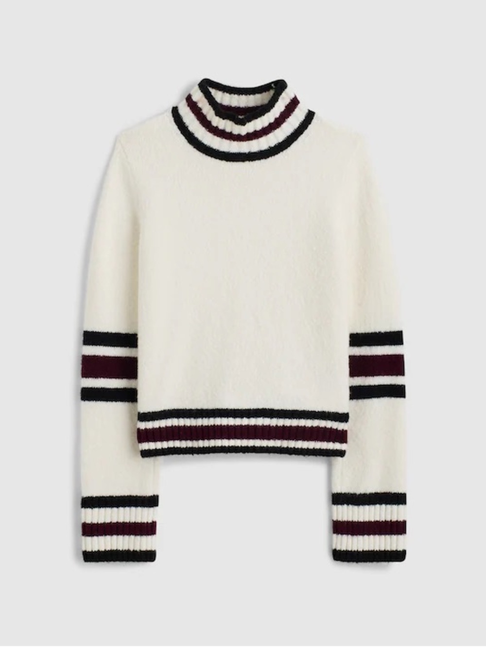 Madewell Ribbed-Trim Mockneck Sweater
Jet Black Stripe size xs‎ nwt cotton wool